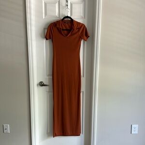 Boohoo Ribbed Collar Dress